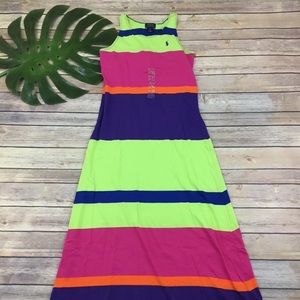 Polo Ralph Lauren girls bright Stripe Maxi dress